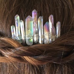 Iridescent Quartz Hair Combs